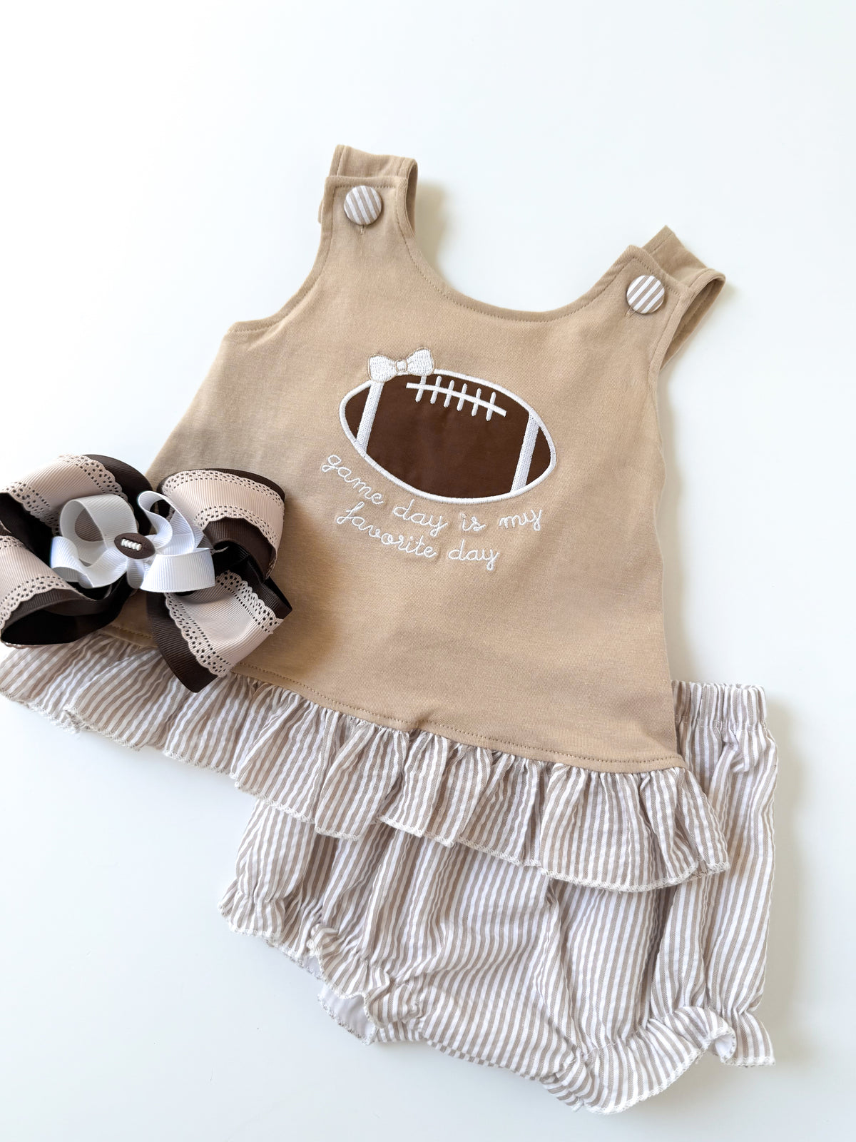 Seersucker Gameday Girl’s Diaper Set