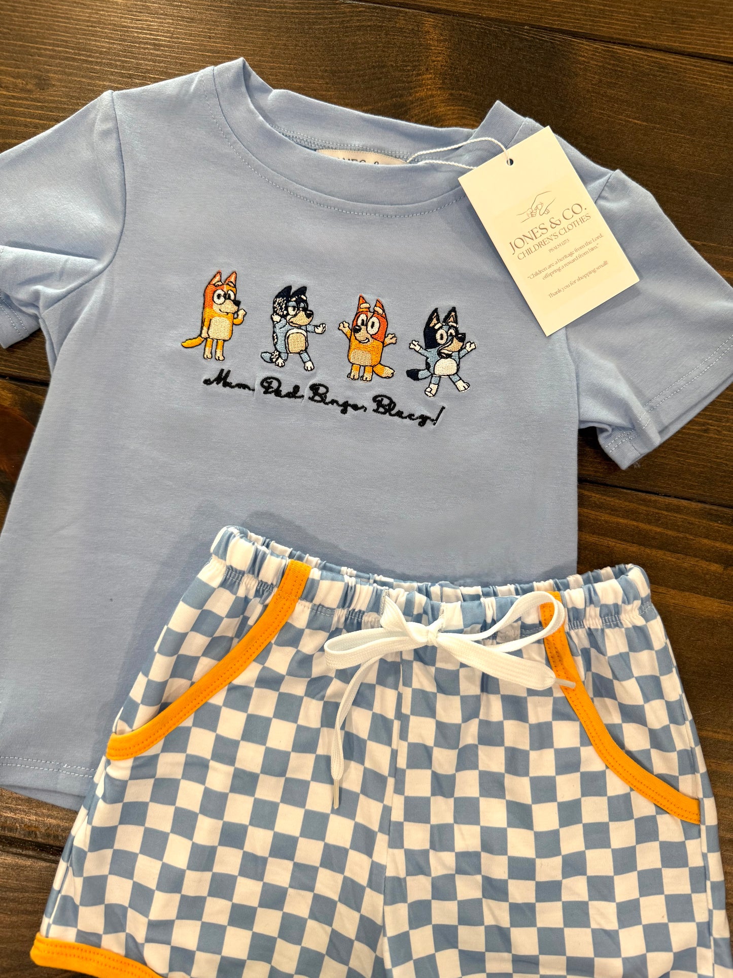 ‘Mum, Dad, Bingo, Bluey’ Boy's Short Set