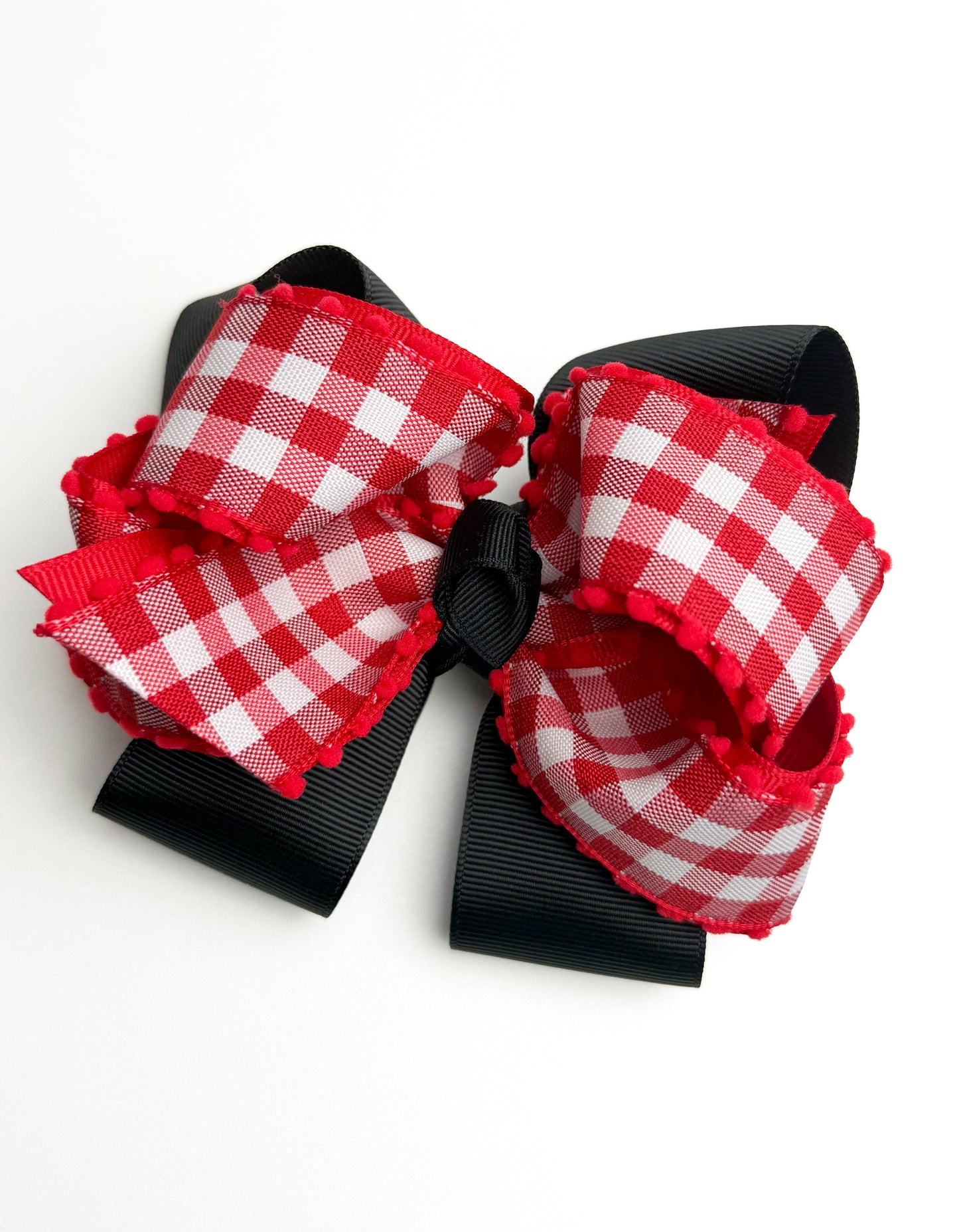 Red & Black Gingham Bow - Crowned with Grace