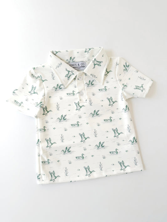 Mallard Toile Boy’s Collared Shirt