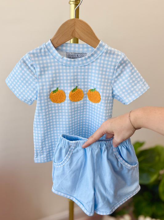 Gingham Pumpkin Boy’s Short Set