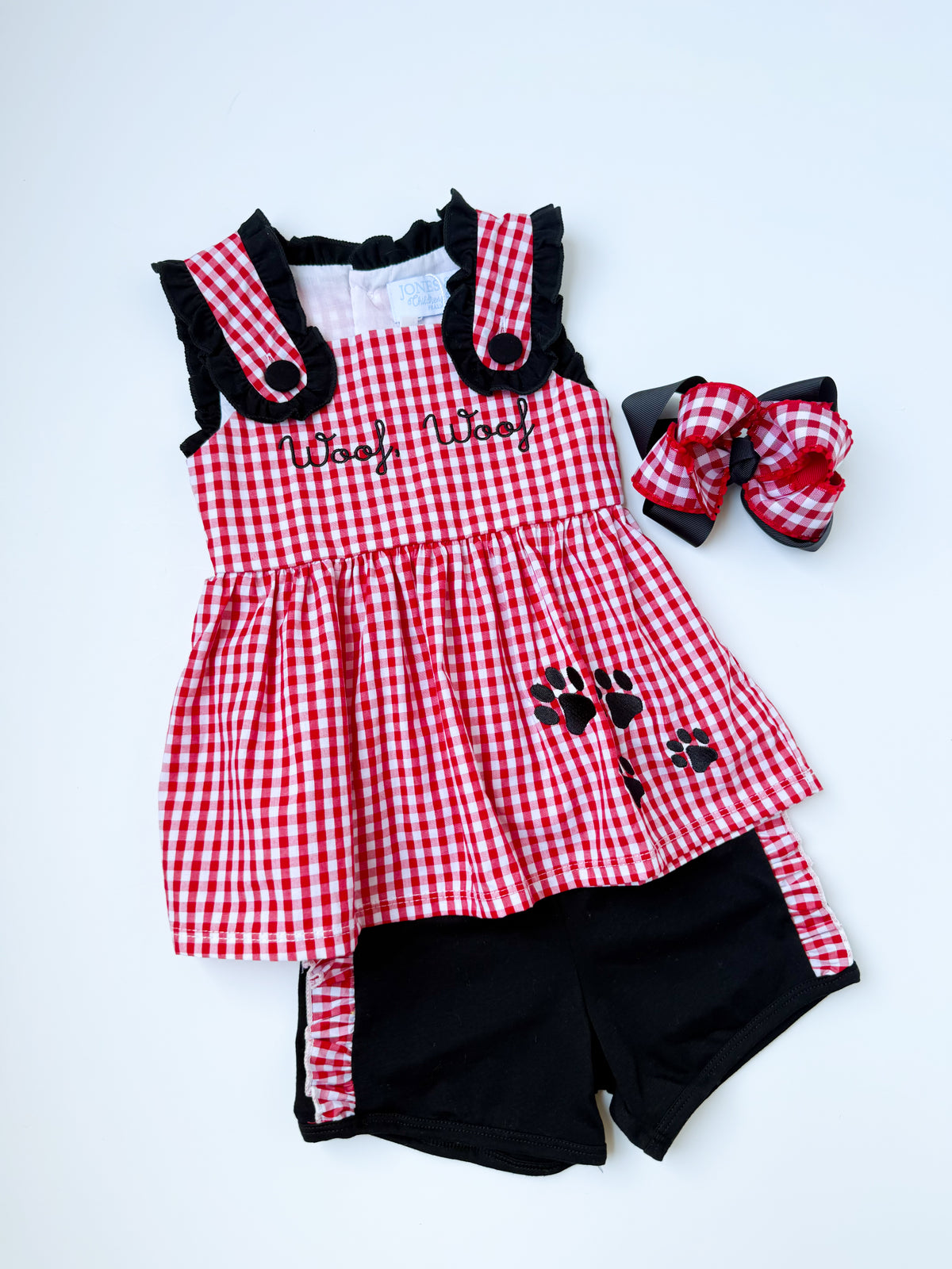 Woof Woof Girl’s Gingham Short Set